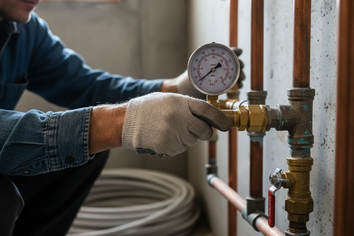 Pressure testing a repaired line during Water Line Repair in Big Prairie